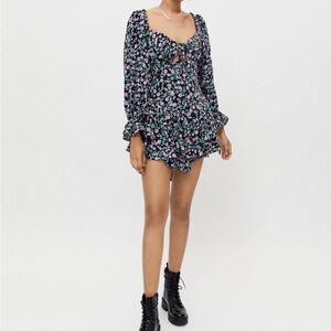 Urban Outfitters Floral Mini Dress - Black and Purple